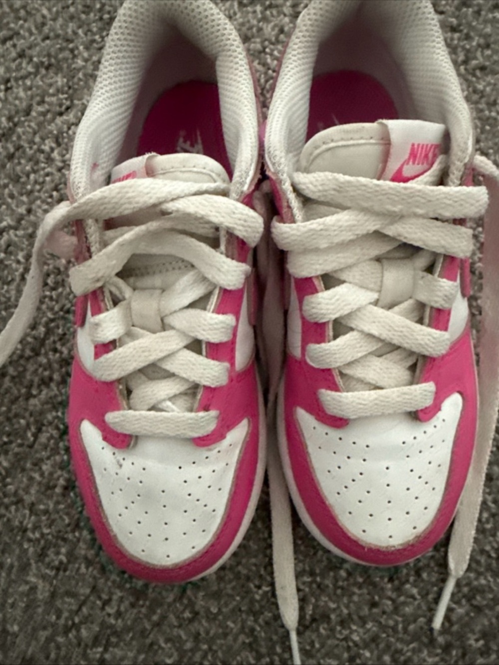 Nike girls Pink and White Low-Top Sneakers donks size 12c